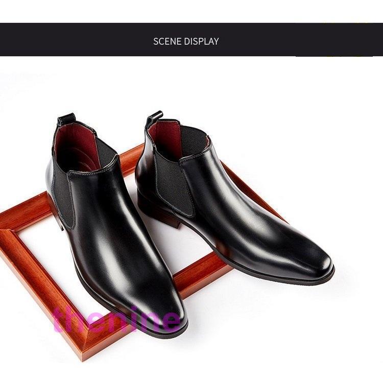 サイドゴアブーツ メンズ 牛革靴 本革 プレーントウ 歩きやすい 疲れ