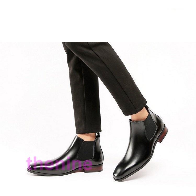 サイドゴアブーツ メンズ 牛革靴 本革 プレーントウ 歩きやすい 疲れ