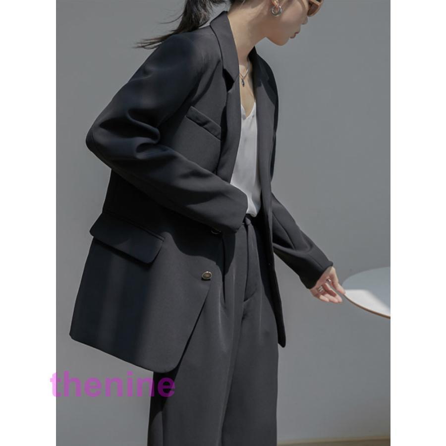 スーツレディースパンツスーツジャケットパンツストレートワイドパンツゆったりセミロングオフィスOL通勤カジュアルシングル韓国 スーツレディースパンツスーツジャケットパンツストレートワイドパンツ