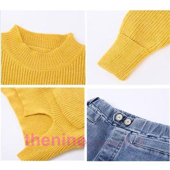 女の子 セットアップ セーター デニムパンツ 二点セット 子供セット キッズセット 春秋冬 長袖 ロングパンツ_7