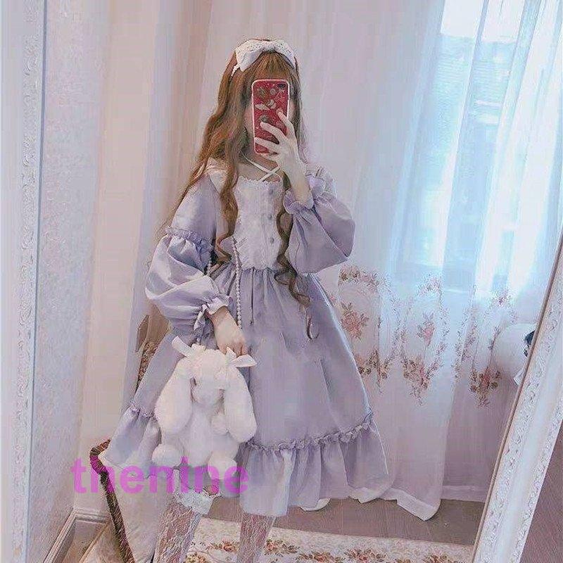 ワンピース ロリータ 姫系 ロングスカート 洋服 長袖 かわいい