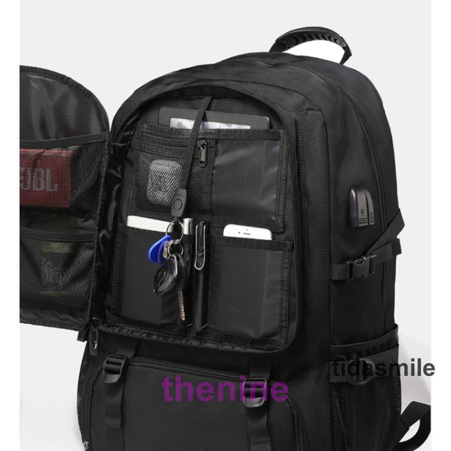 黒いナイロンリュック・ジッパーポケット付き スタイルブロック STYLEBLOCK サイドポケット付きリュック