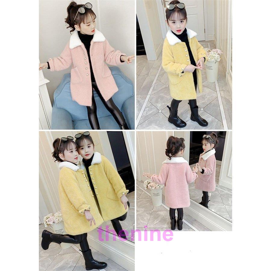子供服 女の子 子供コート キッズ 秋冬 ラシャコート 厚手 アウター 折り襟 トレンチコート 冬コート ロングコート キッズコート おしやれ 暖かい 防寒 可愛いの画像