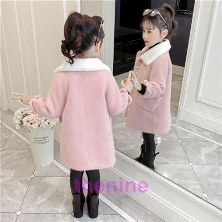 子供服 女の子 子供コート キッズ 秋冬 ラシャコート 厚手 アウター 折り襟 トレンチコート 冬コート ロングコート キッズコート おしやれ 暖かい 防寒 可愛いの画像