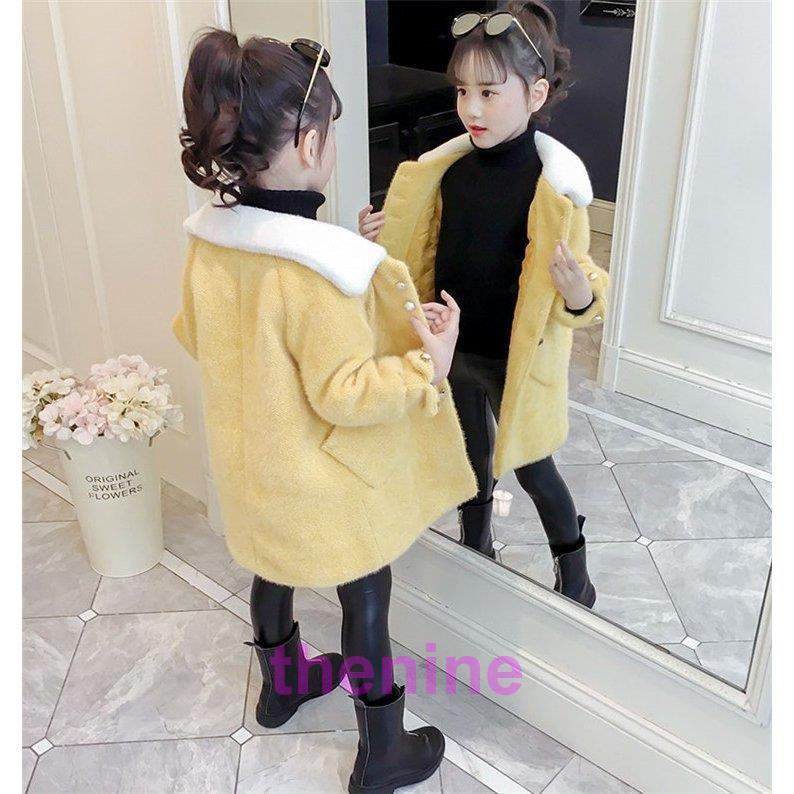 子供服 女の子 子供コート キッズ 秋冬 ラシャコート 厚手 アウター 折り襟 トレンチコート 冬コート ロングコート キッズコート おしやれ 暖かい 防寒 可愛いの画像