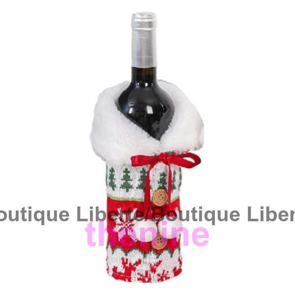 雑貨 ワインボトルカバー 赤リボンor白リボン ニット ボトルカバー クリスマスデコレーション パーティー かわいい デザイン サンタクロース｜asae0216｜03