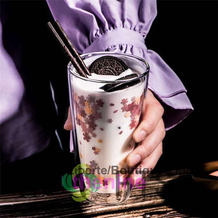 二重構造 ガラス カップ 耐熱ガラス コップ 桜 ギフト　コーヒーコップ タンブラー ダブルウォール グラス 熱くない 二重ガラス ガラスコップ プレゼント | ブランド登録なし | 03