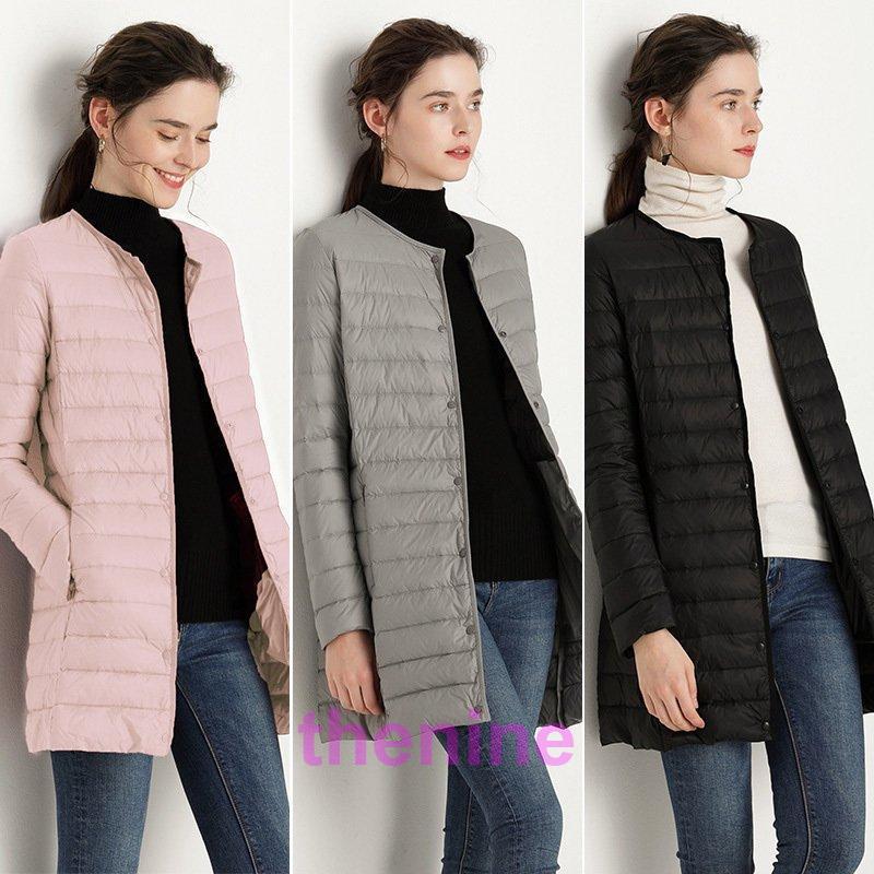 インナーダウンライトダウンロング丈ダウンレディースラウンドネックノーカラーコンパクト防寒軽量あったかアウター大きいサイズ秋冬 インナーダウンライトダウンロング丈ダウンジャケットレディース
