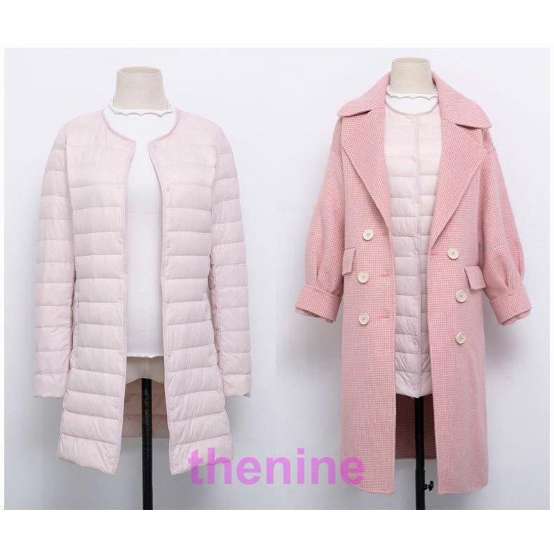 インナーダウンライトダウンロング丈ダウンジャケットレディース