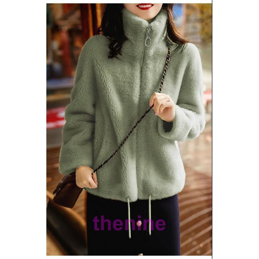 ボアジャケット レディース フリースジャケット 立ち襟 パーカー