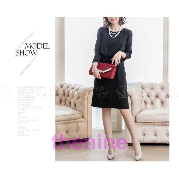 パーティードレス結婚式ワンピースレディースフォーマル七分袖ひざ丈