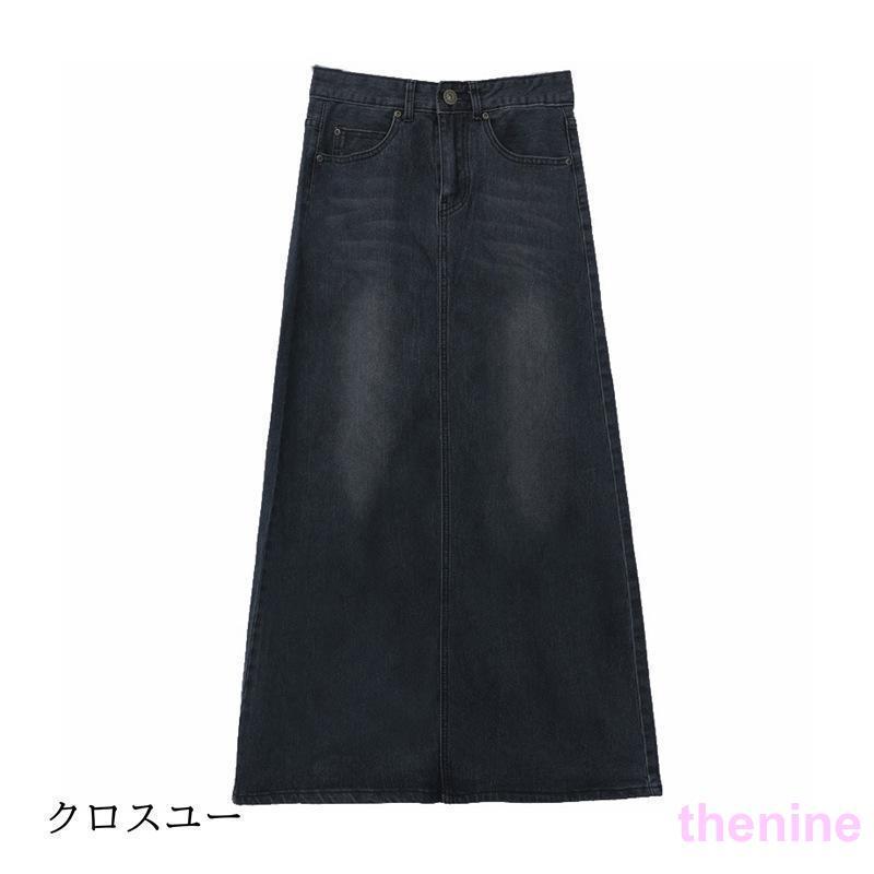 デニムスカート レディース スカート ボトムス ロング デニム 高級感 魅せる ギフト プレゼント 春 秋 Aライン 韓国風 大きいサイズ 体型カバーの画像