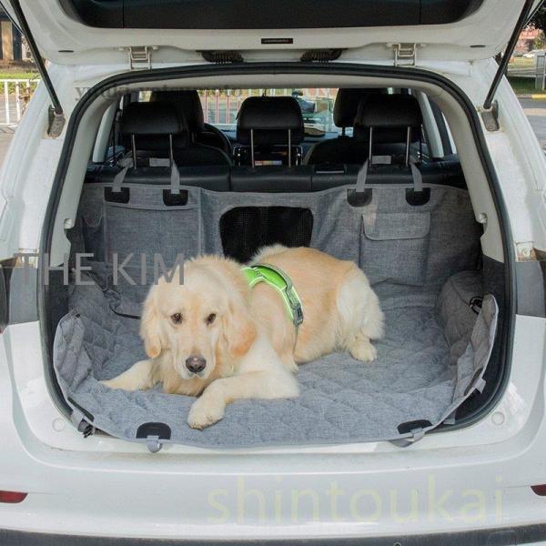 犬用 車シート ドライブシート カーシート 犬 車載 可視メッシュ窓 車用ペットシート 後部座席用 新作 滑り止め お出かけ 大中小型車用 シートカバー_2