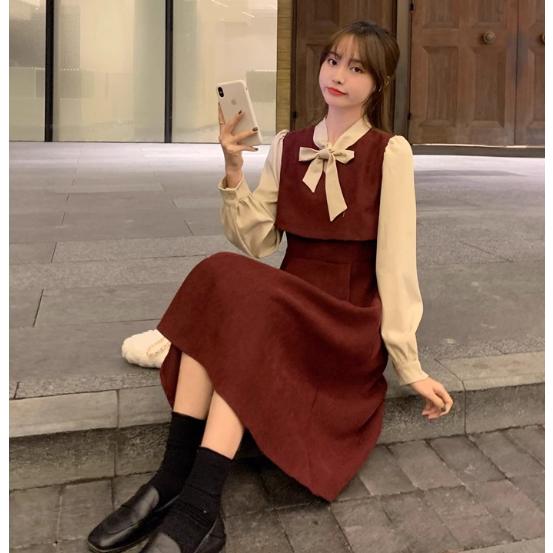 レトロ 長袖 ワンピース 制服 ドレス ロング スカート 大正ロマン