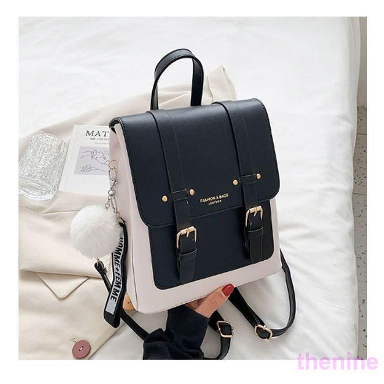 2way バイカラー PUレザー スクエア リュックサック レディース