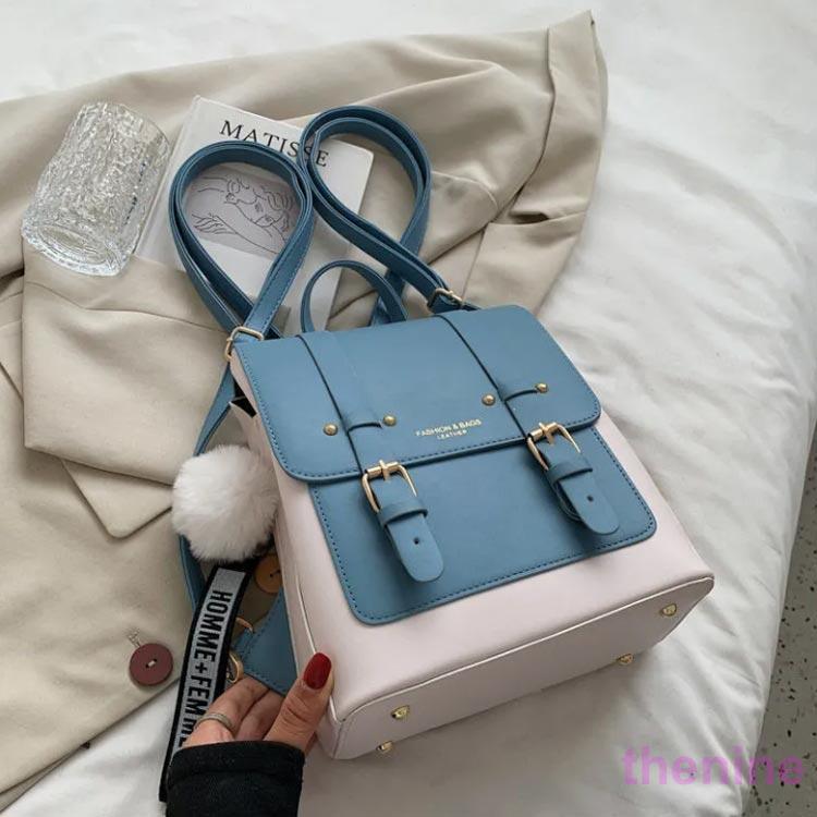 2way バイカラー PUレザー スクエア リュックサック レディース