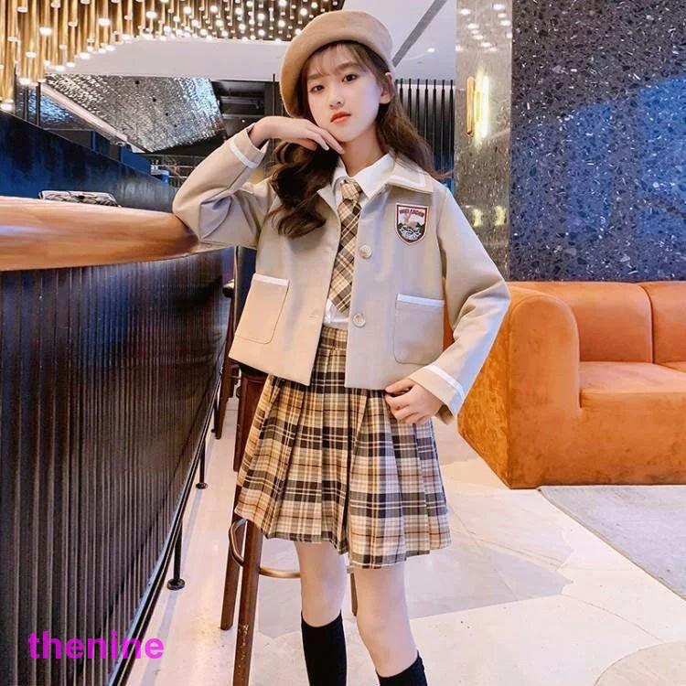 フォーマルスーツ 女の子 4点セット 韓国 ジャケット チェック柄