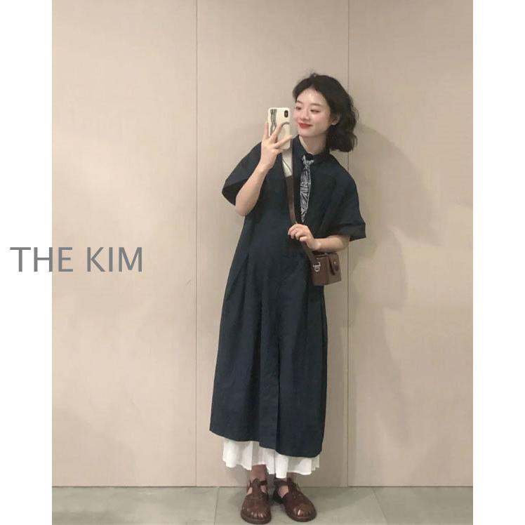 半袖 ワンピース ロングワンピース マキシワンピース レディース 夏 Aライン カジュアル 体型カバー 韓国風 20代30代40代50代 お出かけの画像