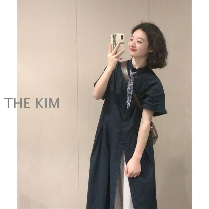 半袖 ワンピース ロングワンピース マキシワンピース レディース 夏 Aライン カジュアル 体型カバー 韓国風 20代30代40代50代 お出かけの画像