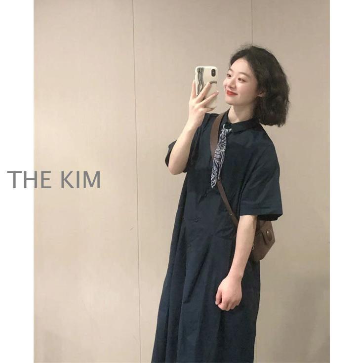 半袖 ワンピース ロングワンピース マキシワンピース レディース 夏 Aライン カジュアル 体型カバー 韓国風 20代30代40代50代 お出かけの画像