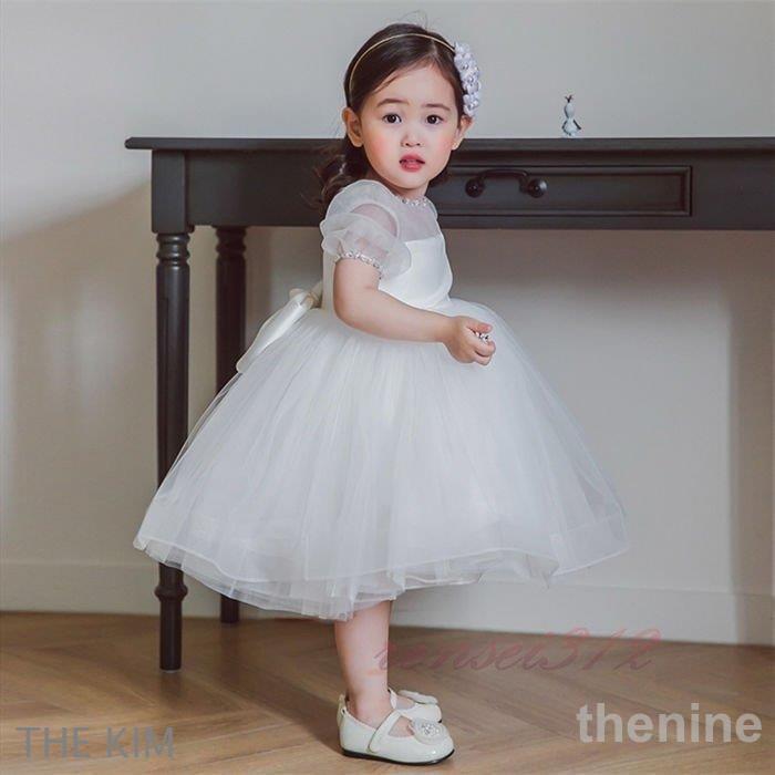 ベビードレス 結婚式 新生児 女の子 ベビー 赤ちゃん 発表会 セレモニードレス 花 リボンの画像
