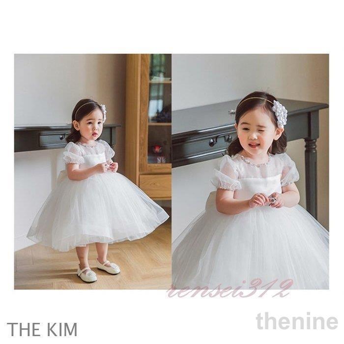 ベビードレス 結婚式 新生児 女の子 ベビー 赤ちゃん 発表会 セレモニードレス 花 リボンの画像