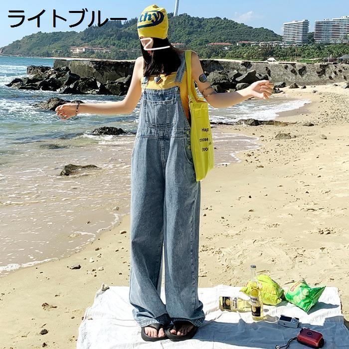 サロペット レディース オーバーオール デニム ワイドパンツ 春 夏 