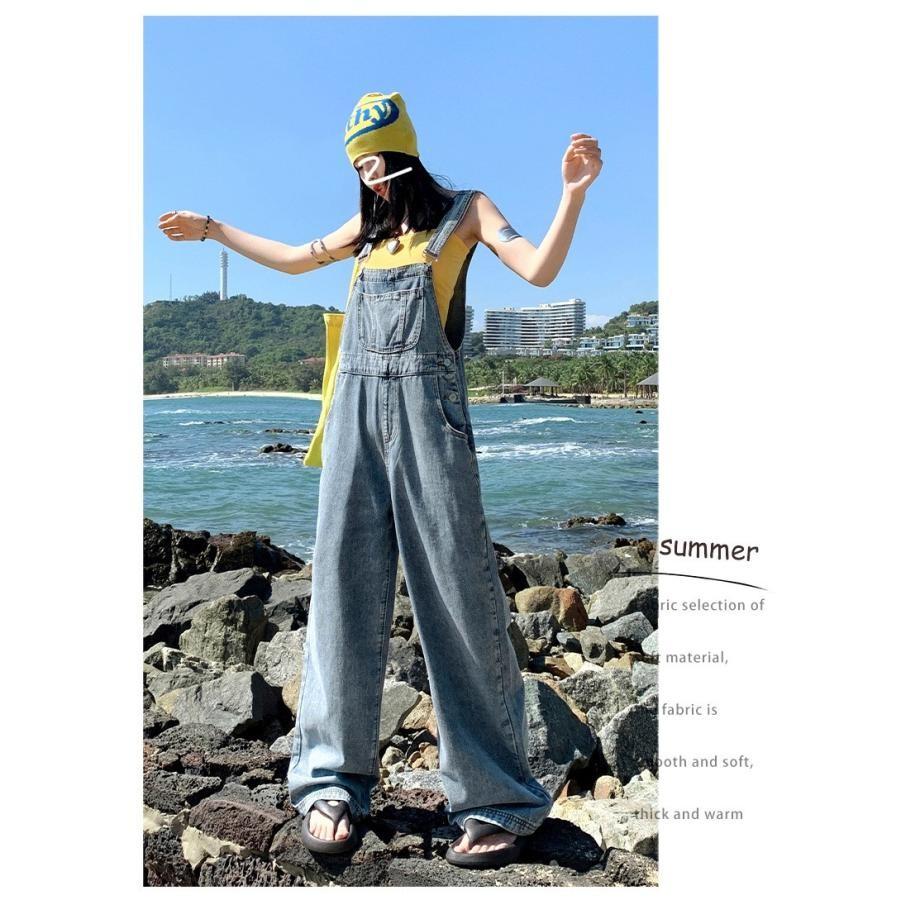 サロペット レディース オーバーオール デニム ワイドパンツ 春 夏 
