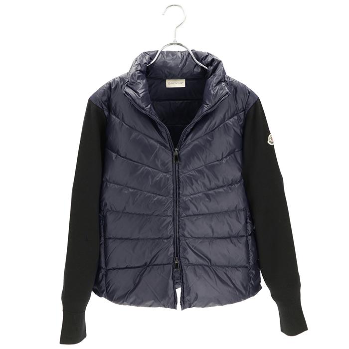 MONCLER/異素材MIXダウン入りジップニットカーディガン/size M~L MONCLER（モンクレール） 【並行輸入品】 カーディガン ロゴ 切り替え