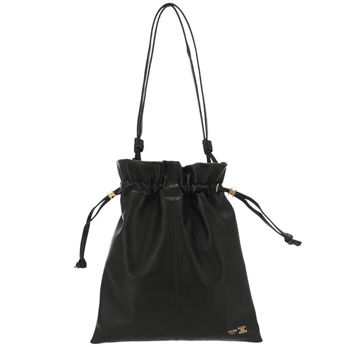 CELINEのショルダーバッグ CELINE セリーヌ ショルダーバッグ ブラック ガンチーニ レザー 巾着