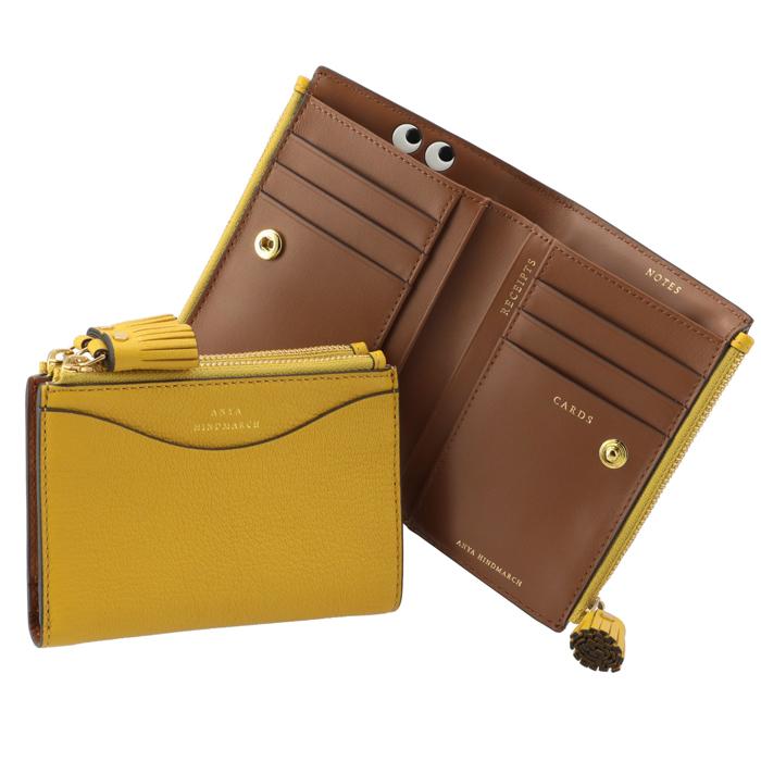 ANYA HINDMARCH 財布 二つ折り PEEPING EYES スモール ダブルジップ 