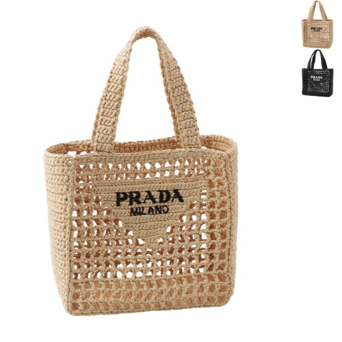 PRADA プラダ ラフィアトート トライアングルロゴ ストロー PRADA プラダ ラフィアトート トライアングルロゴ ストロー