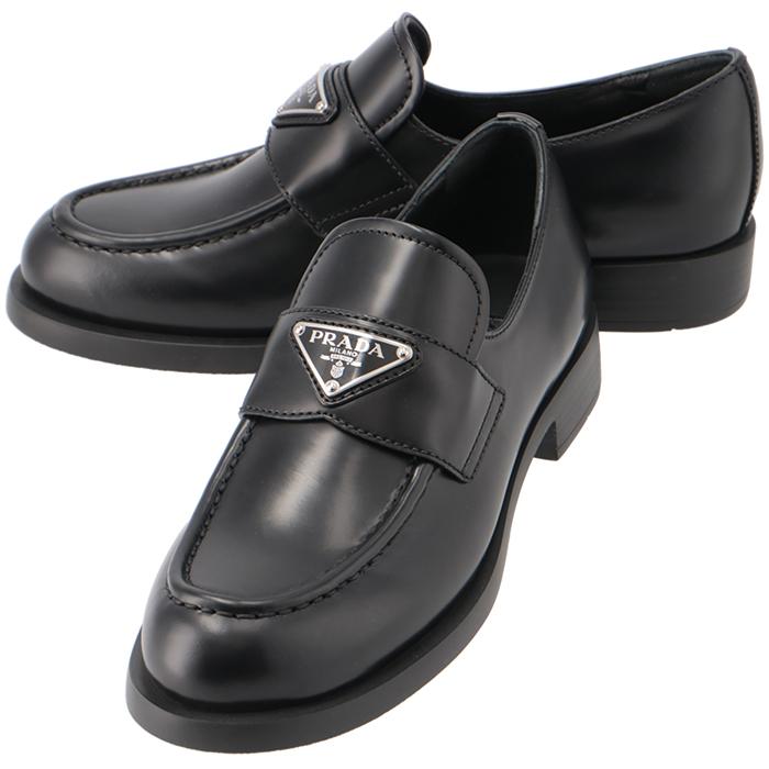 PRADA プラダ ローファー 三角ロゴ ブラッシュドレザー フラット PRADA プラダ ローファー 三角ロゴ ブラッシュドレザー フラット