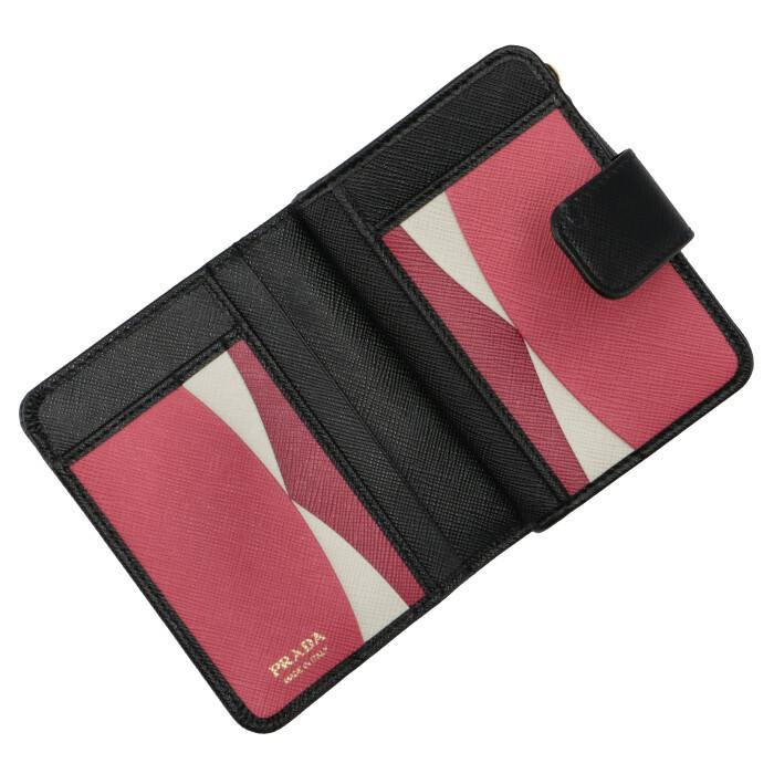 PRADA プラダ 財布 二つ折り サフィアーノ バイカラー ミニ財布 PRADA プラダ 財布 二つ折り サフィアーノ バイカラー ミニ財布