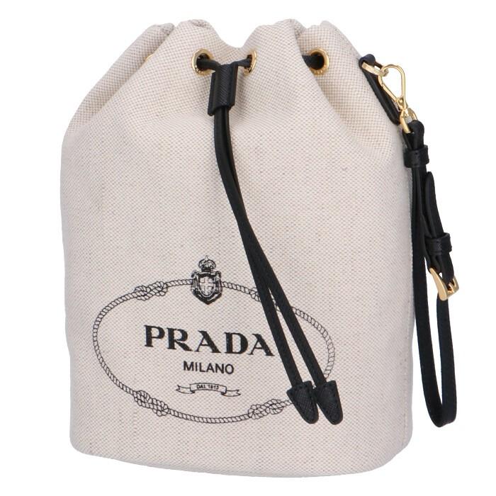 プラダ PRADA ロゴ キャンバス ミニ バケットバッグ 巾着バッグ ポーチ 