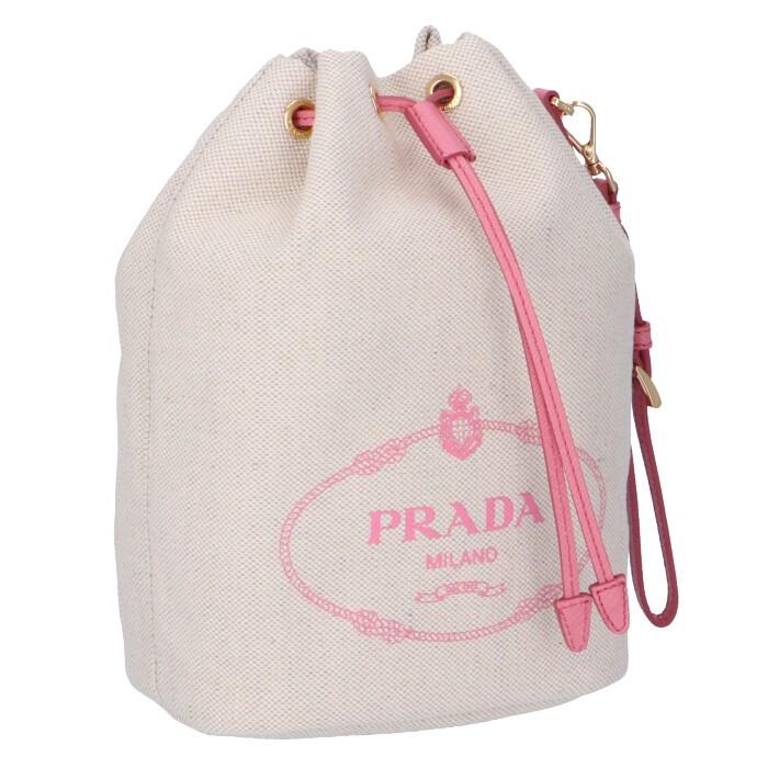 プラダ PRADA ロゴ キャンバス ミニ バケットバッグ 巾着バッグ ポーチ 