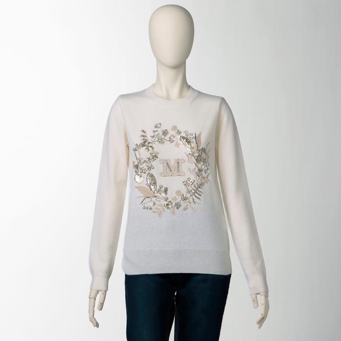 Max Mara - マックスマーラ MAX MARA ニット BARI ウール カシミヤ ラウンドネック セーター フローラルリース 2411361091 0018 Max Mara MAX MARA ニット BARI ウール カシミヤ ラウンドネック