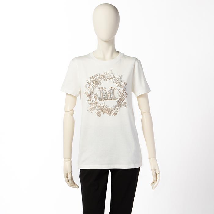 マックスマーラ MAX MARA Tシャツ ELMO  刺繍ロゴ 半袖シャツ クルーネック ショートスリーブ ラインストーン 2411941011 0001 楽天市場】マックスマーラ MAX MARA Tシャツ ELMO 刺繍ロゴ 半袖シャツ