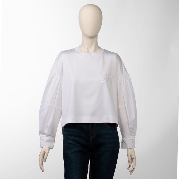 マックスマーラ MAX MARA シャツ ドリー コットン ポプリン ジャージー Tシャツ パフスリーブ バックファスナー 2411941012 0022 asafezone_24119410120013