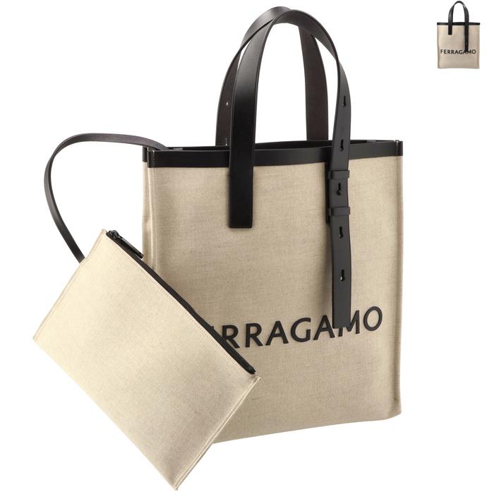 フェラガモ FERRAGAMO メンズ トートバッグ アイテムズ A4収納可 縦型 ショッピングバッグ ハンドル調節可 ポーチ付き 2024年秋冬新作 241297 0079 FERRAGAMO（フェラガモ） 【並行輸入品】 メンズ トートバッグ