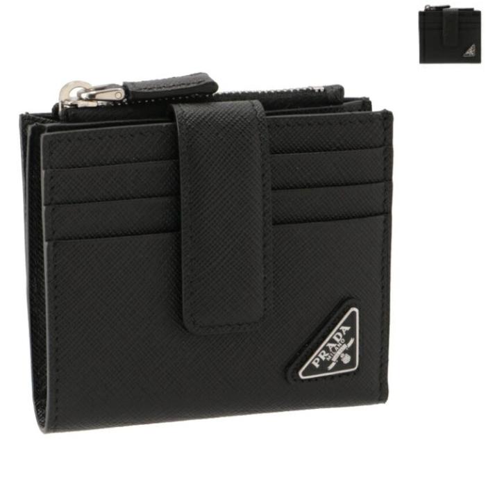 【超美品】PRADA 二つ折り財布 カードホルダー 2MC066 トライアングル PRADA 【並行輸入品】 メンズ 財布 二つ折り カードホルダー