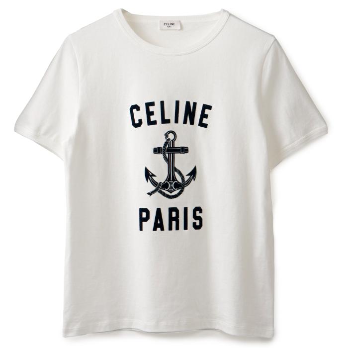 CELINE - セリーヌ CELINE Tシャツ アンカー レディース ロゴ クルーネック ショートスリーブ 2X80D 671Q 01MA CELINE Tシャツ アンカー レディース ロゴ クルーネック