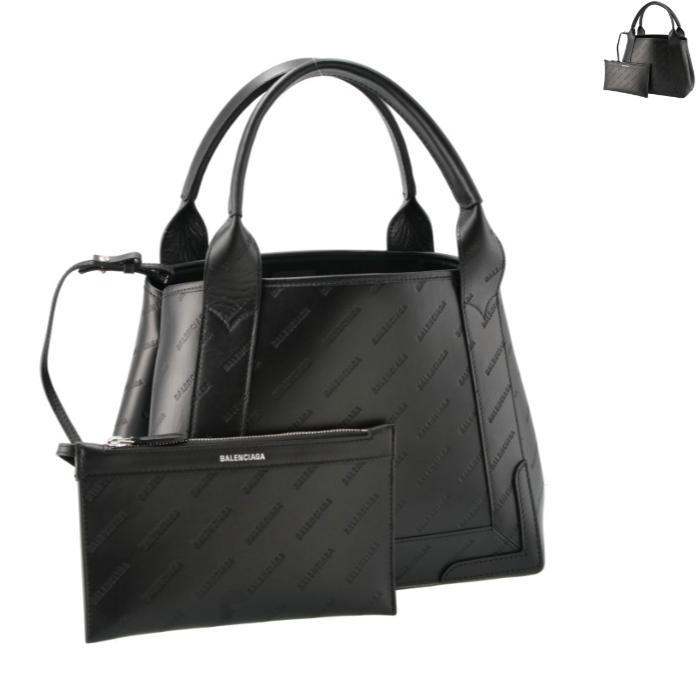BALENCIAGA トートバッグ S ロゴ エンボス レザー ネイビー カバ BALENCIAGA トートバッグ S ロゴ エンボス レザー ネイビー カバ