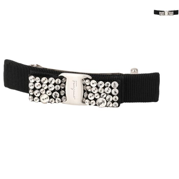 未使用　FERRAGAMO クリスタルリボンバレッタ FERRAGAMO 【並行輸入品】 バレッタ ヴァラ クリスタルリボン ヘア