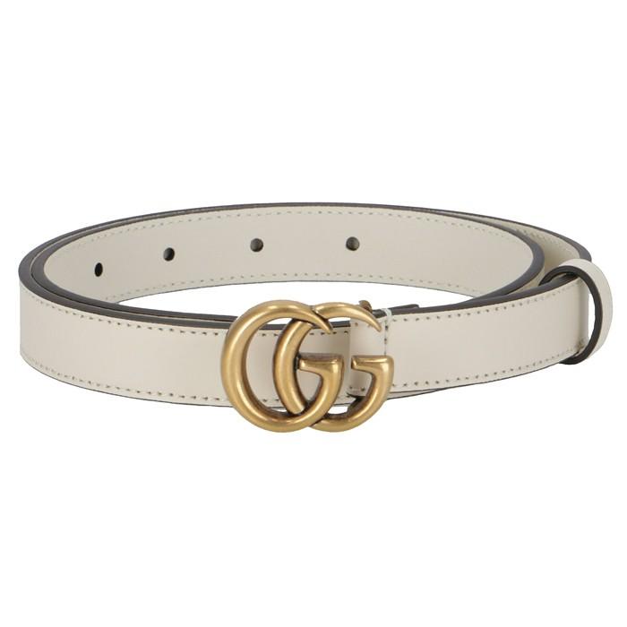 グッチ GUCCI ダブルG バックル レザーベルト 65cm〜75cm ホワイト