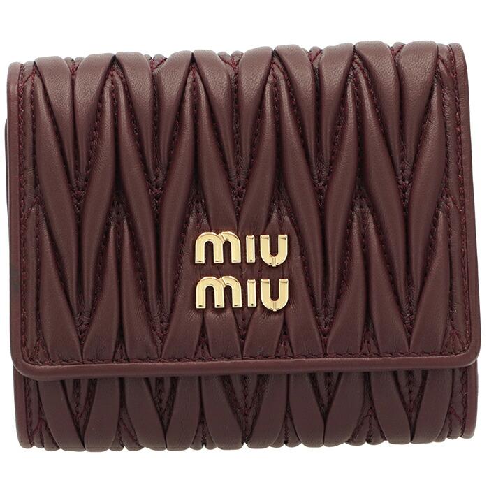 三つ折り財布 キャンバス レザー miu miu（ミュウミュウ） 【並行輸入品】 財布 三つ折り スモール