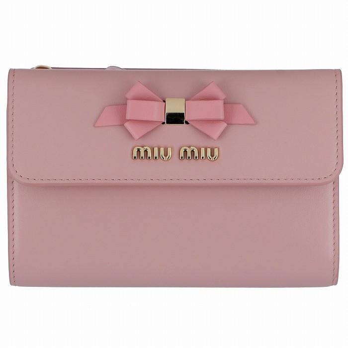 ミュウミュウ MIU MIU 財布 三つ折り財布 リボン ミニ財布 三つ折り 