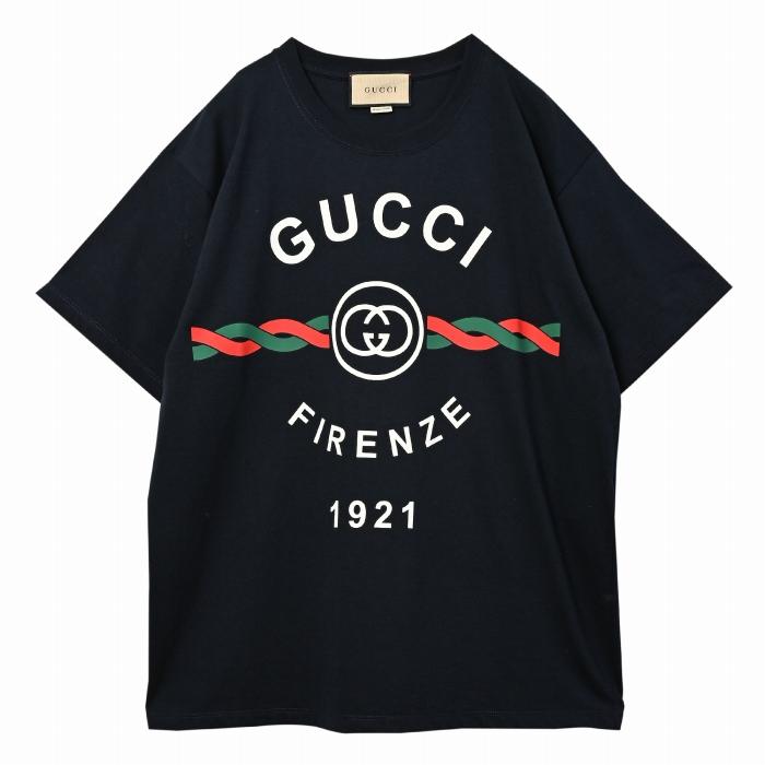 GUCCI メンズ Tシャツ コットンジャージー FIRENZE 1921 ロゴ 半袖 