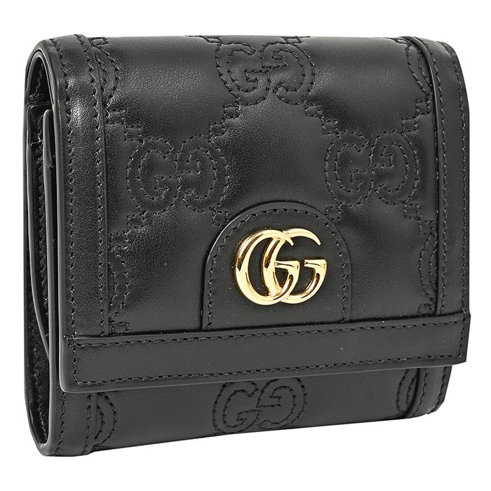 GUCCI二つ折財布カードケースGG マーモントキルティングレザー黒