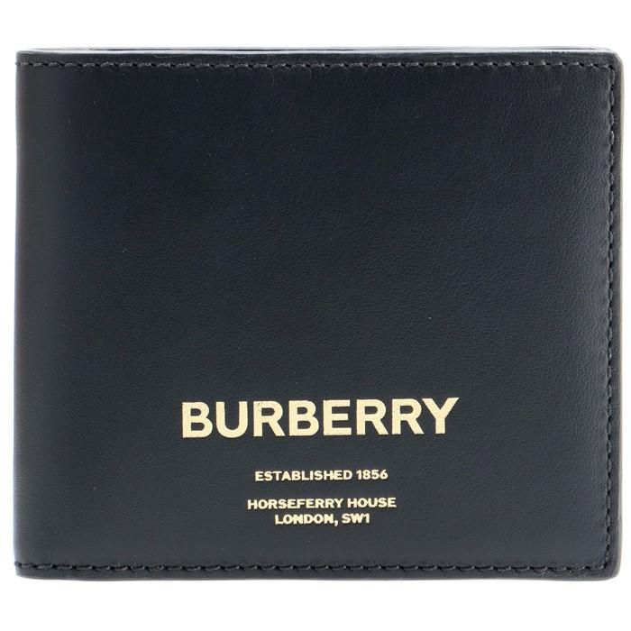 バーバリー BURBERRY メンズ 財布 二つ折り ロゴプリント レザー 